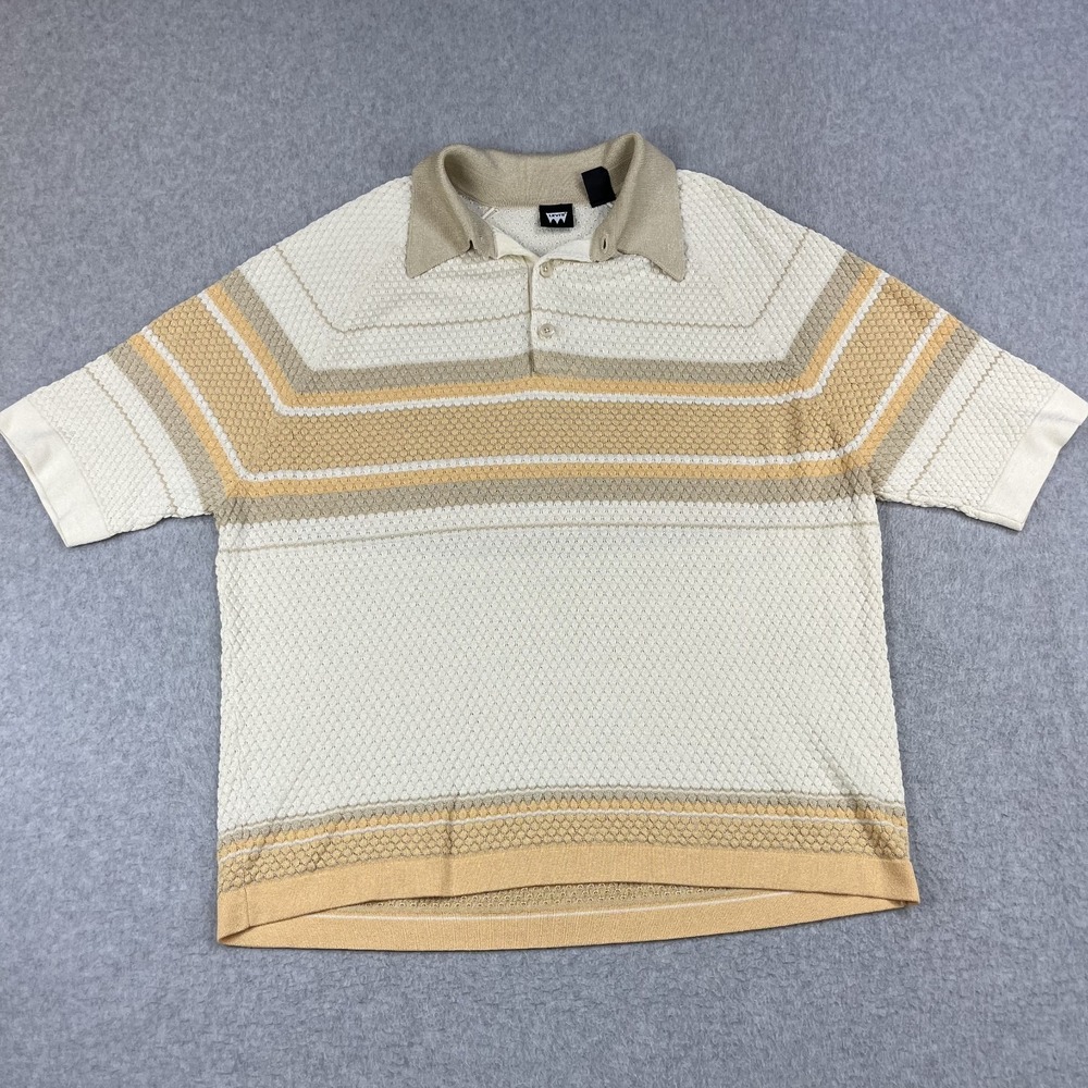Levis Striped Knit Polo Mens Medium Short Sleeve Sweater Shirt Jack Modern